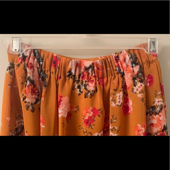 Gold and Coral Chiffon Hi-low Skirt - Picture 6 of 7